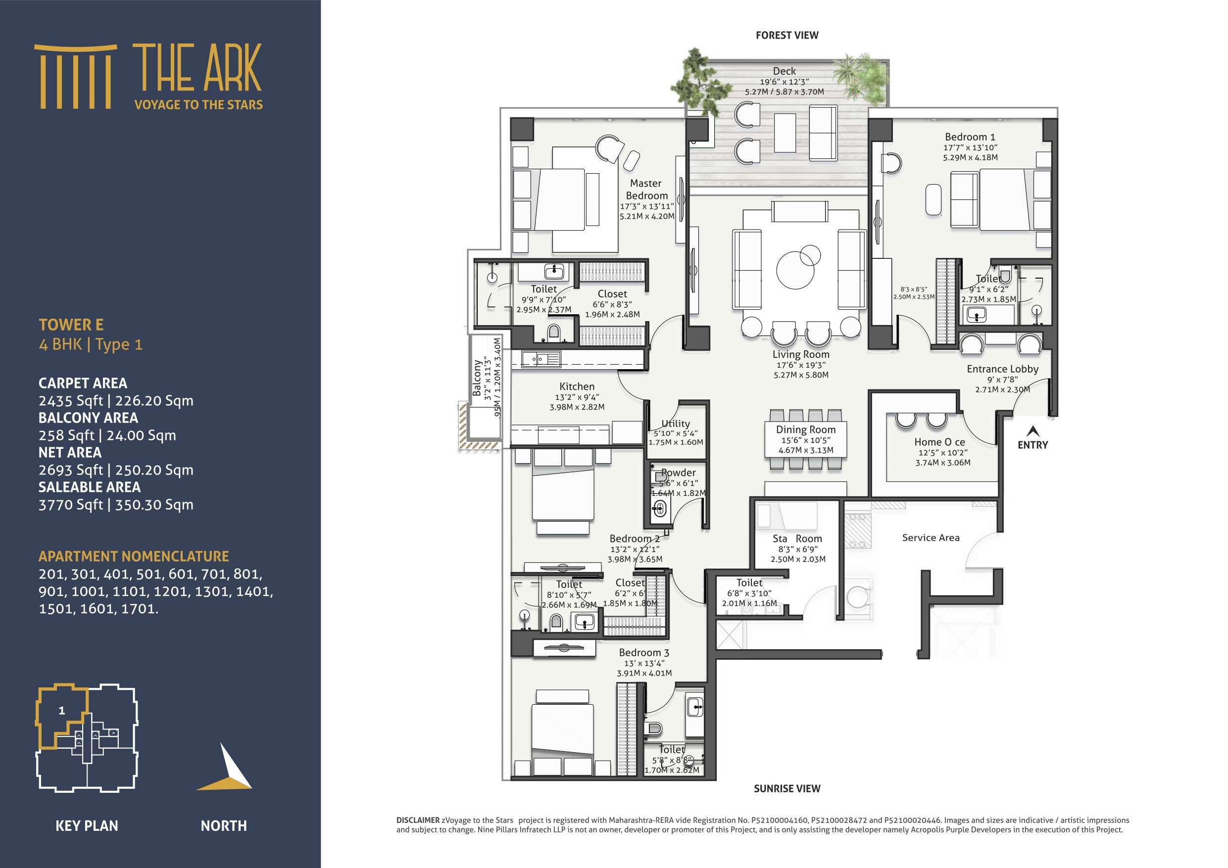 The Ark NIBM, Voyage To The Stars 4 BHK TYPE 1 - UNIT 1 - 2,435 SQ. FT.