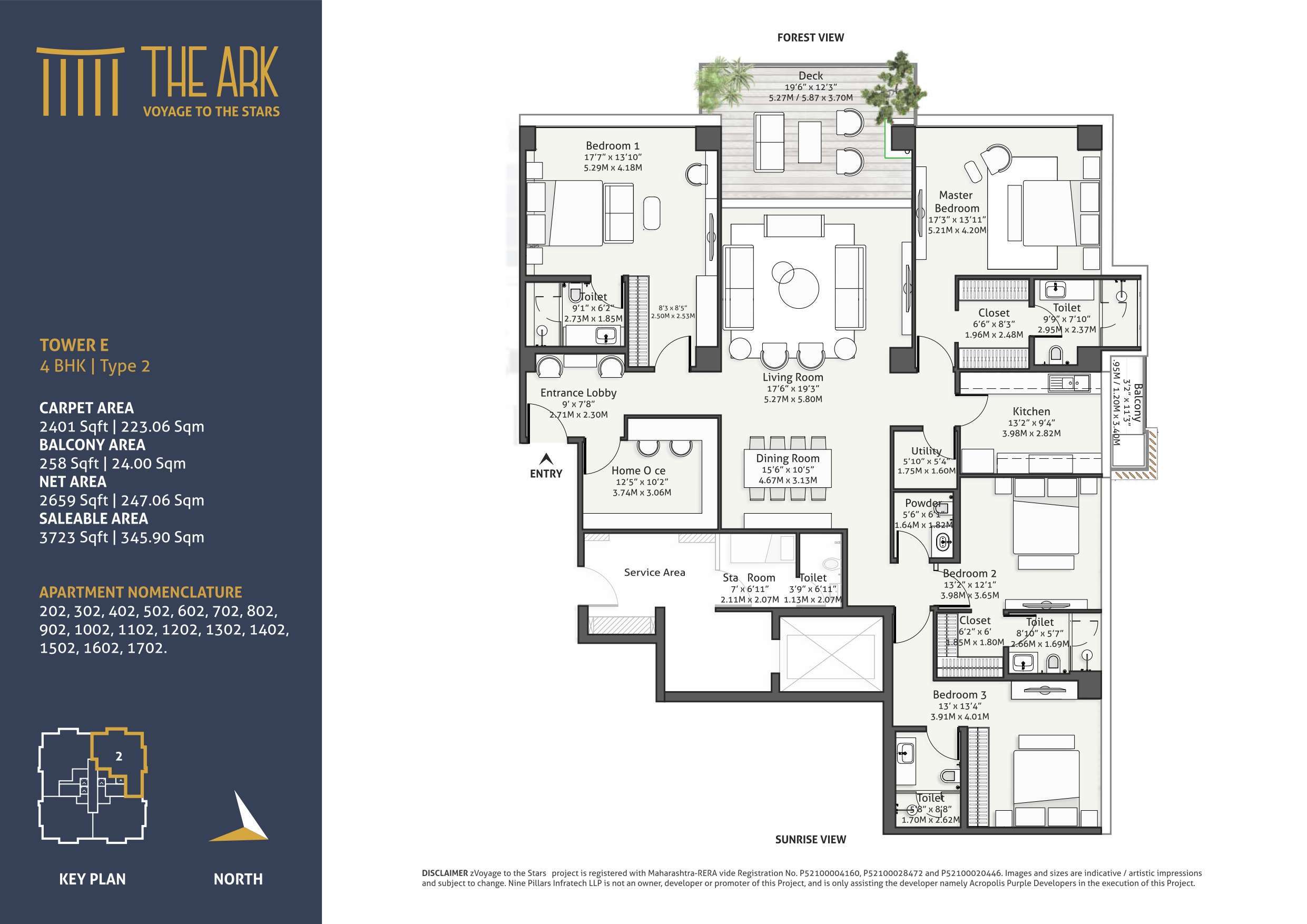 The Ark NIBM, Voyage To The Stars 4 BHK TYPE 2 - UNIT 2 - 2,401 SQ. FT.